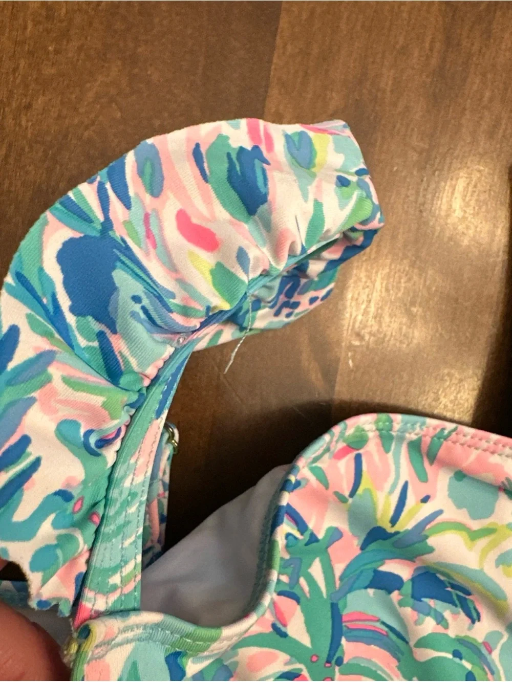 Lilly Pulitzer Swim Bikini Top Kids Girls Size 14 Floral Ruffle Top Only GIRLS